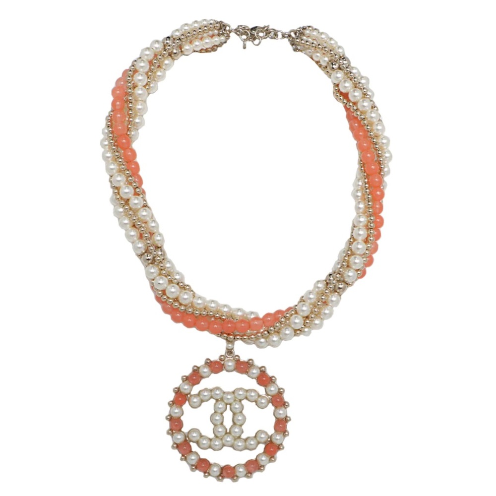Chanel Costume
Pearl and Coral
Beaded Pendant
Collar Necklace